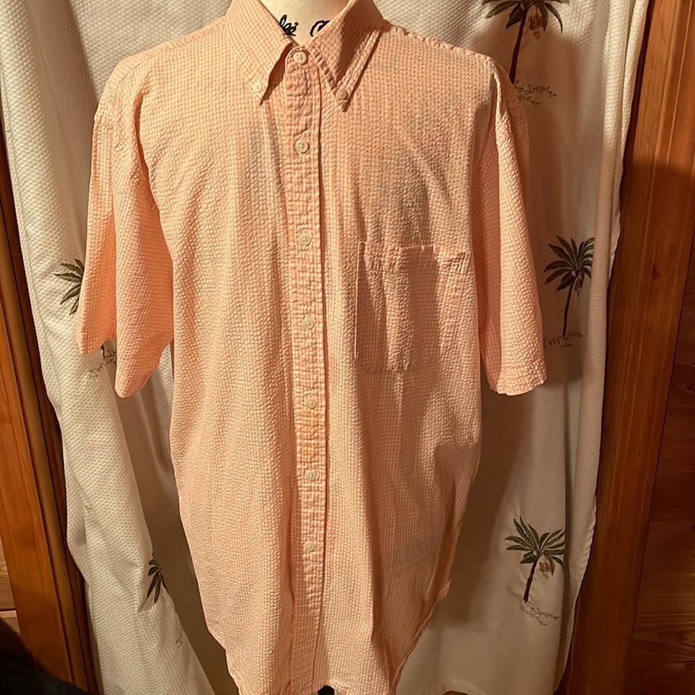 Men’s LL Bean Seersucker Shirt, Medium